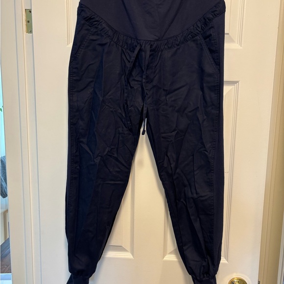 GAP Pants - Dark Blue Maternity Jogger Pants with Drawstring Waist